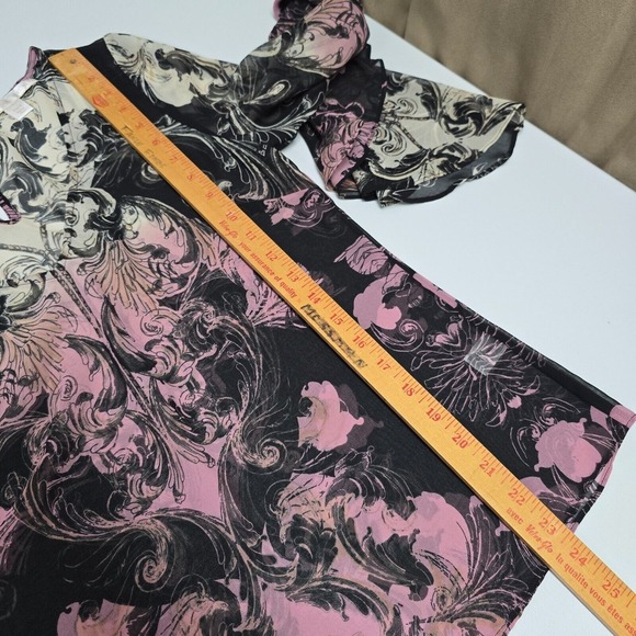 Boston‎ Proper Shirt Womens 6 Black Pink Sheer Bell Sleeve Whimsigoth Witchy Y2K - Picture 12 of 13